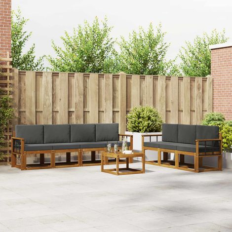 vidaXL Outdoor-Sofagarnitur mit Kissen 8 pcs Natur und Anthrazit (1/5)