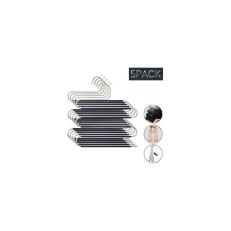 Bardusch - Cintres Pantalons - Multi-Purpose - Antidérapant - 5 pièces - Argenté - Mixte