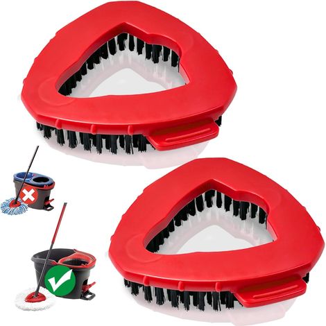 Testina per mocio rotante, mocio a 2 pezzi compatibile con i sistemi EasyWring e Vileda a serbatoio singolo, testina per la pulizia del bagno con setole dure (1/5)