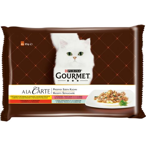 Comida para gatos GOURMET Recetas del chef Mezcla A LA CARTA - 4 sabores (4x85g) 3+1