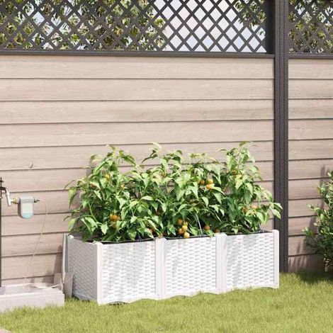 Cache-pot de jardin - 42002914 - Blanc - Acier durable - Irrigation intégrée (1/5)