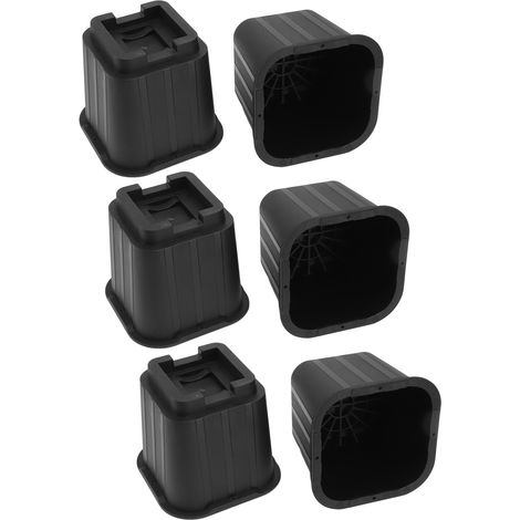 Lot de 6 rehausseurs de meubles multifonctions de 12,7 cm (5 pouces) de hauteur, en plastique noir, pour pieds de meubles de bureau ou de maison. (1/5)