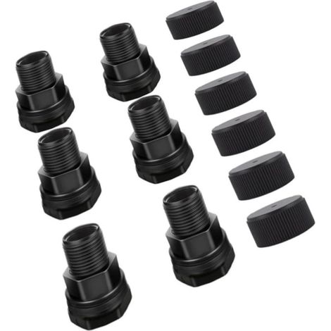 Raccord Passe-Paroi Aquarium Ø 25mm, Traversée de Cuve Plastique, Lot de 6 pour Récupérateur d'Eau de Pluie et Bassin (1/5)
