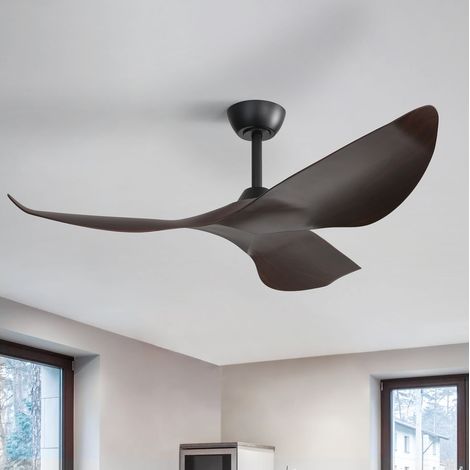 Ventilador de techo reversible de 96 cm con 6 velocidades, mando a distancia y temporizador, motor CC silencioso, ABS negro. (1/5)