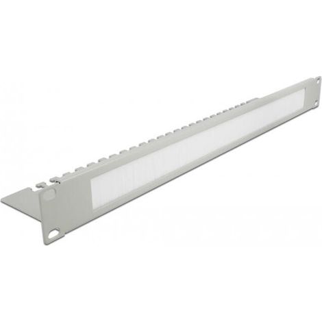 Delock 19 Regleta de cepillos para manejo de cables con placa de soporte de cables 1U šedá