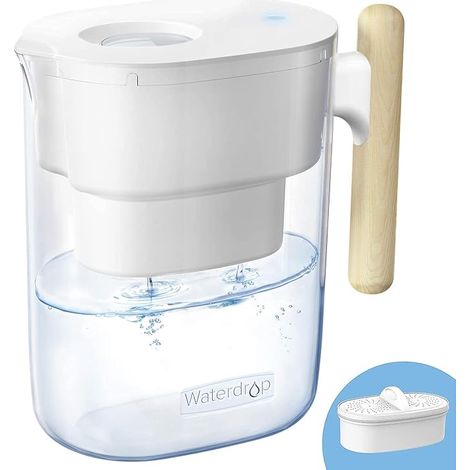 Cruche de Filtre à eau Avec 3.5 L, Réduit le Fluorure, Chlore et Plus, Sans BPA, Blanc (Filtre Remplacement: WD-PF-01A Plus) (1/5)