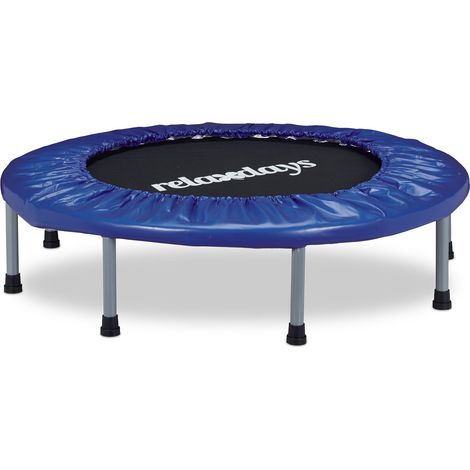 Relaxdays Trampolin faltbar, Indoor, Fitness H x B x T: 22 x 95 x 95 cm, Maximalbelastung 100 kg, blau-schwarz