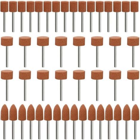 BUNTHAUS Lot de 48 embouts abrasifs en corindon pour Dremel, tige de 1/8\" pour meulage, polissage, ébavurage, pour une utilisation sur les pierres précieuses, le verre, le métal et le bois
