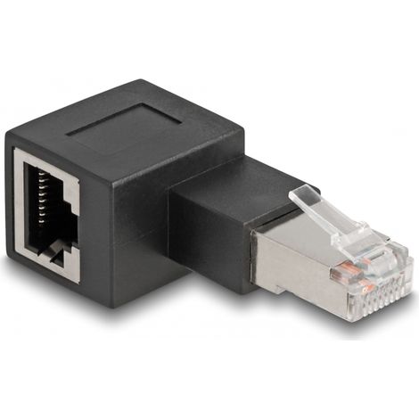 Delock Adaptador RJ45 macho a RJ45 hembra Cat.6A 90Â° acodado hacia la izquierda