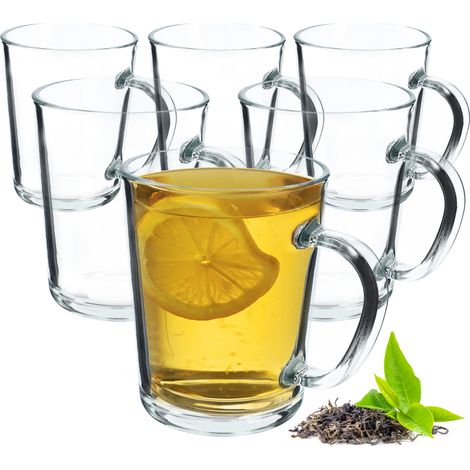 KADAX Durchsichtiger Glasbecher mit Griff, spülmaschinenfeste Trinkgläser mit Henkel, Kaffeegläser a (1/5)