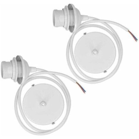 2x câble électrique pour lampe - Câble avec douille E27 et bague de fixation - Monture de suspension pour luminaire plafond - Blanc (1/4)