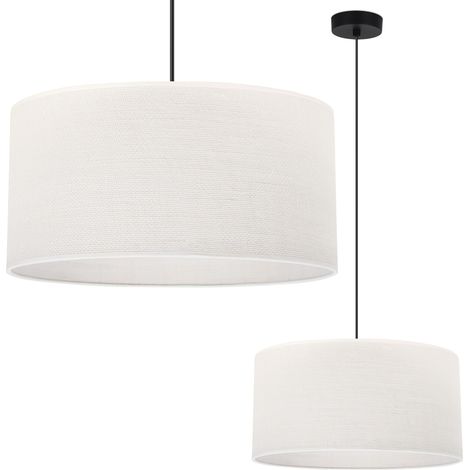 LÁMPARA COLGANTE YUTE NEGRO 1 PANTALLA PLANA BLANCA 35CM E27 (1/5)