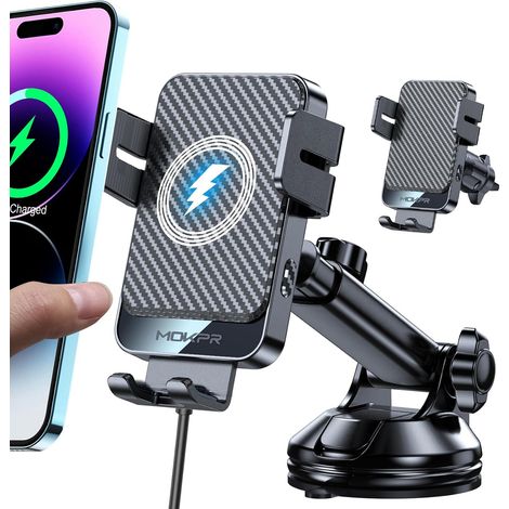 15W Induction Car Phone Holder, [Automatic Clamping] Car Induction Charger, Military Suction Cup for 16/15/14/13/12/11 Series (1/5)