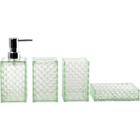 Holder Mouthwash Holder Plastic Clear Checkered Bathroom 4 (1/4)
