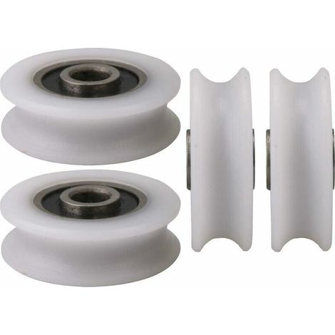 Kit de 4 roues de poulie en nylon pour porte coulissante – Matériau plastique et acier – Taille 12 x 44 x 15.7 mm – Charge 27 kg - coulissante4pcs (1/5)