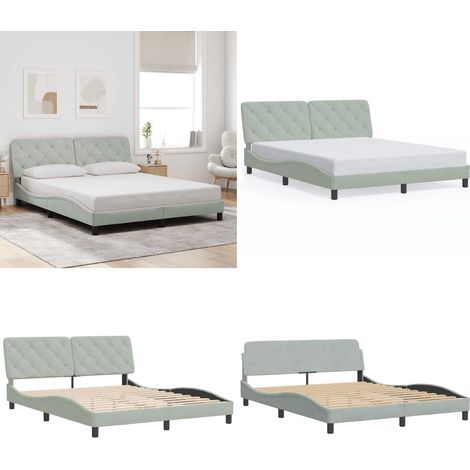 Bettgestell ohne Matratze Hellgrau 160x200 cm Samt - Bettsofa - Samtkopfstütze - Boxspringbetten - Doppelbett - Himmelbett - Home & Living (1/5)