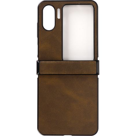 Étui pliable bicolore en cuir de vachette texturé pour OPPO Find N2 Flip, couleur vert camouflage. (1/5)