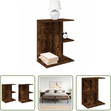 vidaXL Nachttisch Räuchereiche - Nachttische 2 Stk. Räuchereiche 46,5x29x61 cm Holzwerkstoff (1/5)