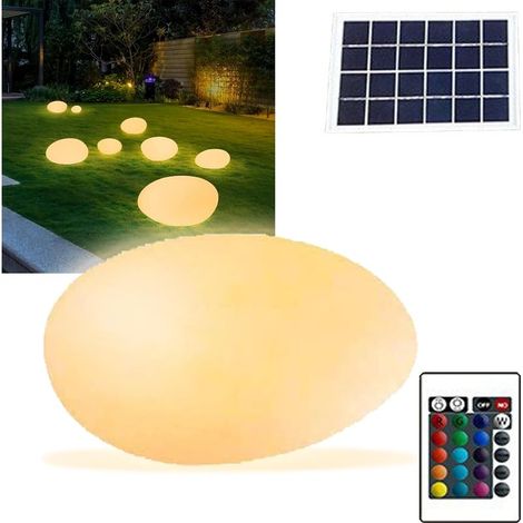 1PC Lampe Solaire Exterieur, Lumière Solaire Exterieur Jardin avec Télécommande, Boule Lumineuse Étanche Réglable avec 16 Couleurs RGB, Balcon, Fête [Classe énergétique A] (1/5)