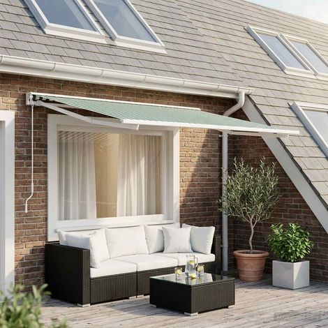 Telo di ricambio per tenda da sole Verde e Bianco 500 × 350 cm vidaXL (1/5)