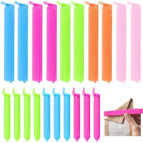 20 Kunststoff-Lebensmittelclips, 7 cm/11 cm Verschlussclips, Kunststoff-Verschlussclips für Küchenverpackungen und Snacks (1/4)