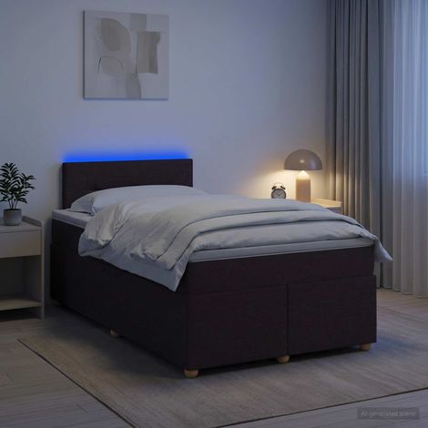 vidaXL Lit boxspring avec matelas Marron foncé 120 x 200 cm Tissu (1/5)