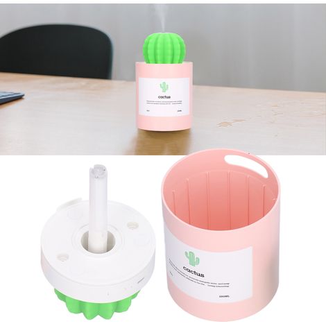 Mini-Kaktus-Ultraschall-Luftbefeuchter (280 ml) – Leise, USB, tragbar, Rosa (1/5)