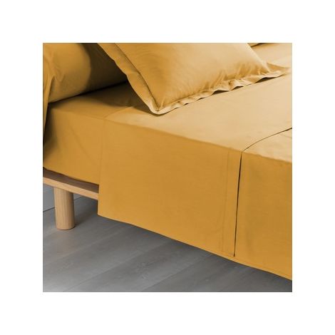 Drap plat uni - 240 x 300 cm - Percaline - Jaune - Livraison gratuite (1/3)