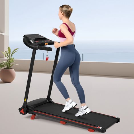 Klappbares Laufband 125x62x106 cm aus schwarzem Metall, 8 % neigbar, für kleine Räume – MEUBLIV (1/5)