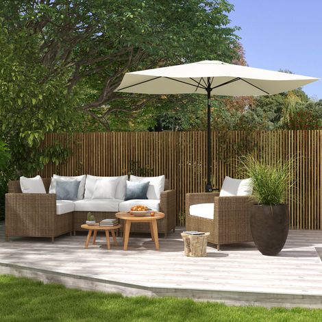 Rechteckiger, neigbarer Sonnenschirm 2 x 3 m mit Kurbelgriff, hochdichtes, wasserdichtes Polyestergewebe (180 g/m²), beige