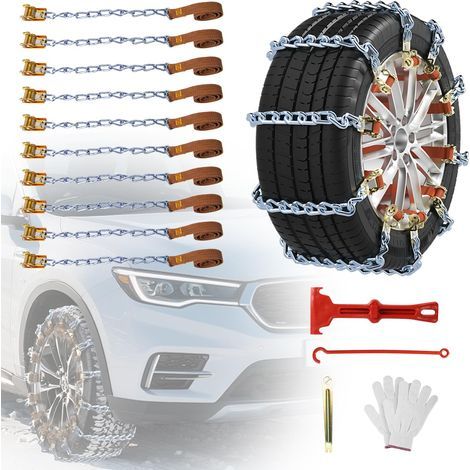 Manganèse Chaine Neige 10 pièces pour Pneus 165 à 265 mm Chaînes à Neige pour Auto Voiture Camion SUV Chaine Neige Universelle pour Boue, Sable, Neige, Glace, Montée (1/5)