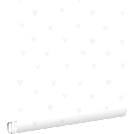 papier peint coeurs argent et blanc  - ESTAhome