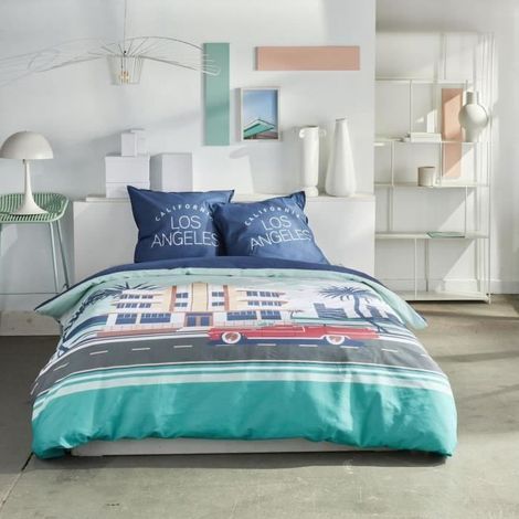 Today Sunshine Parure de lit bleu 240x220 cm coton (1/4)