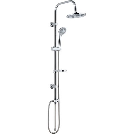 Edouard Rousseau – Colonne de douche sans robinetterie – Tête orientable Ø 200 mm – Douchette 3 jets Ø 100 mm – Flexible inox 1,50 m – Économie d'eau