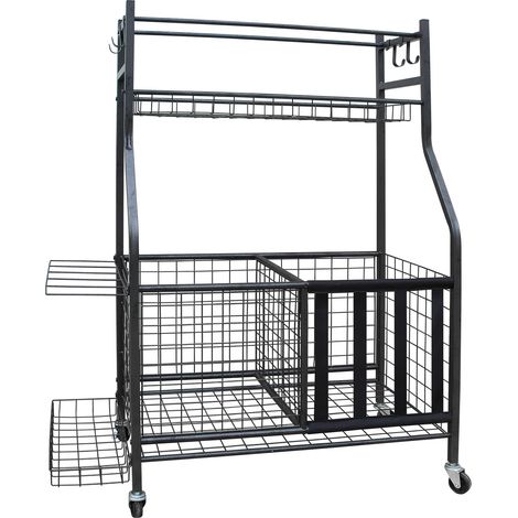 Carro portabalones de acero con ruedas y frenos 73 x 41,5 x 116 cm negro (1/5)