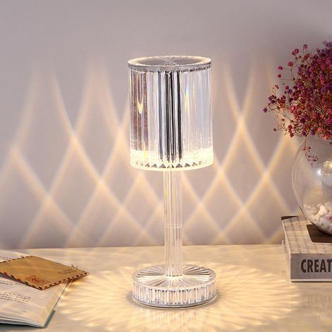 Lampe Cristal - Lampe de Table à Commande Tactile - Variateur 3 Niveaux - Port USB Intégré - Pour Chevet ou Bureau - 1 Pièce (1/2)