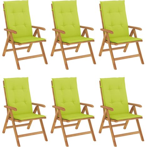 Maison Exclusive - Sillas de jardín reclinables y cojines 6 uds madera maciza teca (1/5)