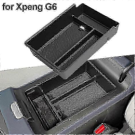 Le compartiment de rangement de la console centrale du XPeng G6 est fabriqué en ABS et en PVC et comprend un plateau de rangement supplémentaire. (1/5)
