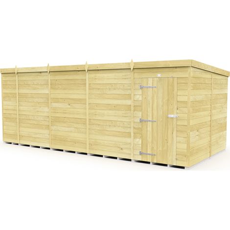 17 x 8 Feet Pent Shed - Single Door Without Windows - Wood - L231 x W492 x H201 cm