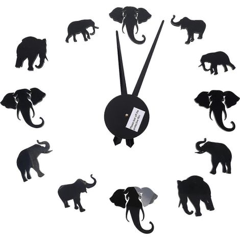 Horloge murale en forme d'animal Unique, Mode bricolage miroir acrylique éléphant suspendu pour maison chambre à coucher L (1/5)