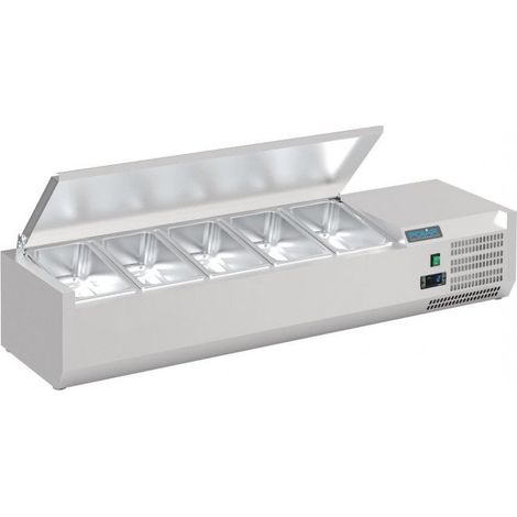 Saladette réfrigérée 5 x GN 1/4 (P)100 mm, à poser avec couvercle, 110 W, 220 V - MONO (1/3)