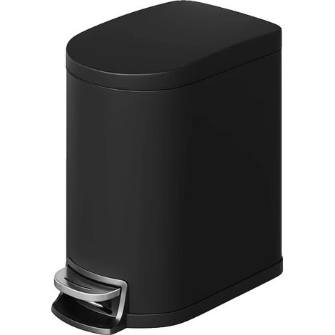 Treteimer, Edelstahlbau, sanfter Schließmechanismus, Schwarz (1/2)