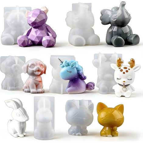 7 PC Moules Résine Époxy Animaux 3D pour DIY Déco Bureau Décoration Intérieure (1/5)