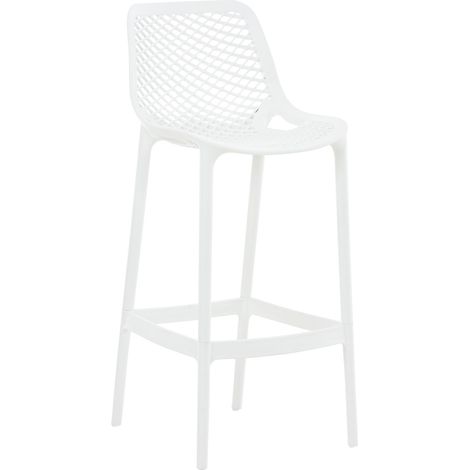 CLP – Tabouret de bar en plastique 75 cm – Dossier ergonomique incurvé – Design moderne – Structure stable 4 pieds – Couleur : blanc (1/5)