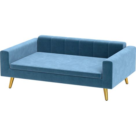 Divano per cani 94 x 59,5 x 31,5 cm cuscino morbido rimovibile antiscivolo scandinavo contemporaneo in velluto blu 210007370