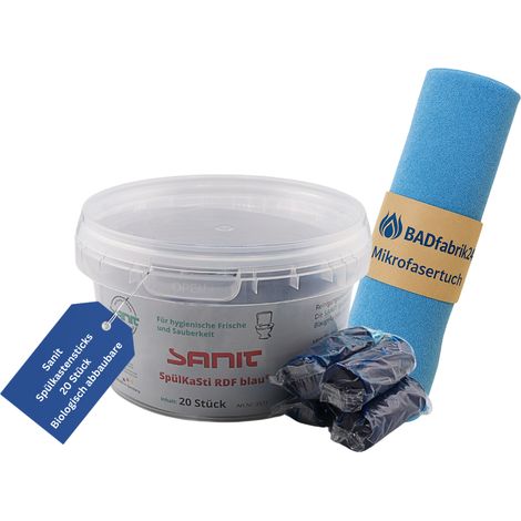 BADfabrik24 Sanit Spülkastensticks RDF blau 3372 + Mikrofasertuch
