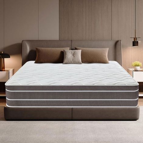 Matelas 140X190 cm Memoire de Forme, Ép 28 cm, H3 Moyenne Ferme, Matelas 2 Places, Hybride Mousse & Ressorts Ensachés, 8 Zones (1/5)