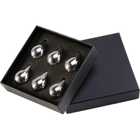 Bloc de glace en métal pour boissons – Cubes métalliques réutilisables en forme de goutte d'eau – Pierres rafraîchissantes en acier pour boissons à whisky – Pour pendaison de crémaillère, fête, bar (1/5)