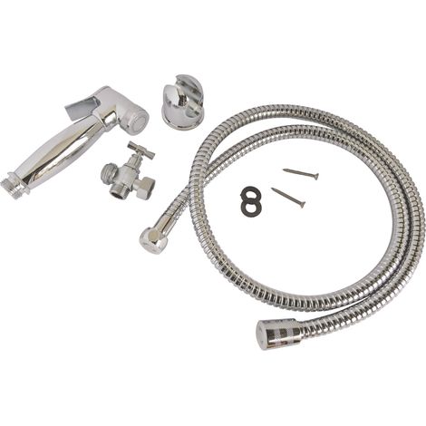 Kit hygiène WC. Robinet 3 voies + Douchette laiton + Flexible 1,2m +Support (1/5)
