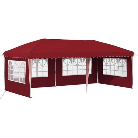 Tente de réception portable couleur bordeaux, 575 x 289 x 245 cm. (1/5)